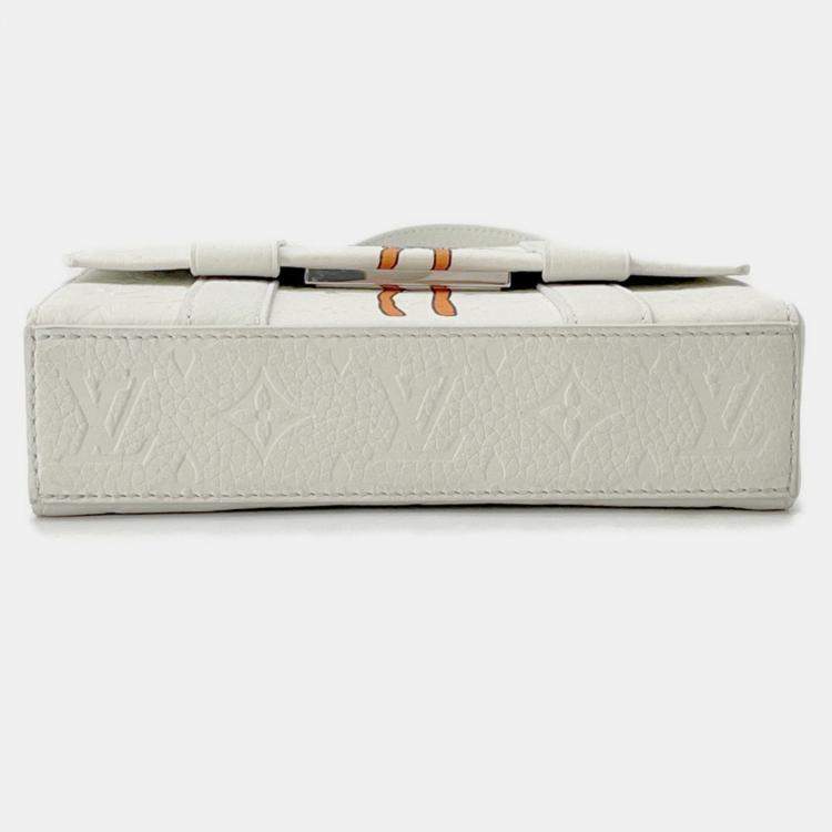 Pre Owned Louis Vuitton Flap Soft Trunk Messenger White Taurillon Leather