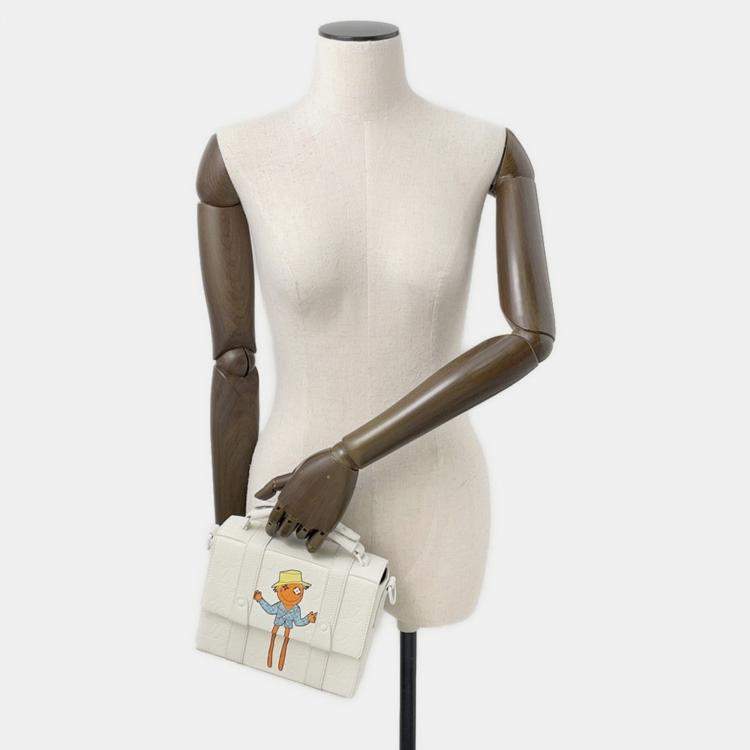 Pre Owned Louis Vuitton Flap Soft Trunk Messenger White Taurillon Leather