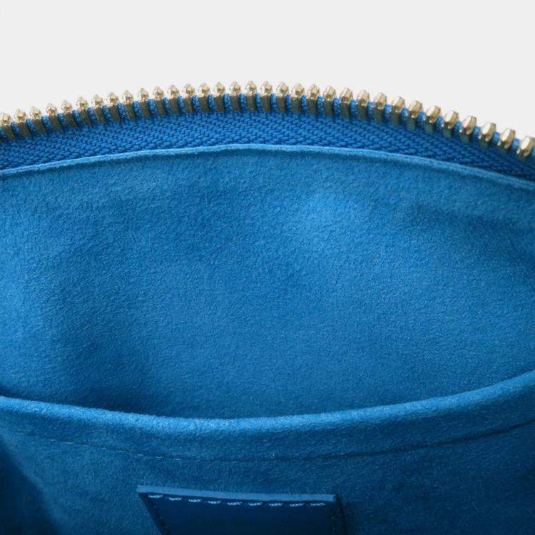 Pre Owned Louis Vuitton Nanogram Speedy Bandouliere Blue Monogram Calf Leather Size 20