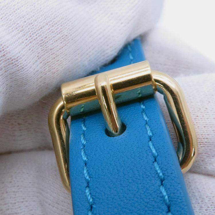 Pre Owned Louis Vuitton Nanogram Speedy Bandouliere Blue Monogram Calf Leather Size 20