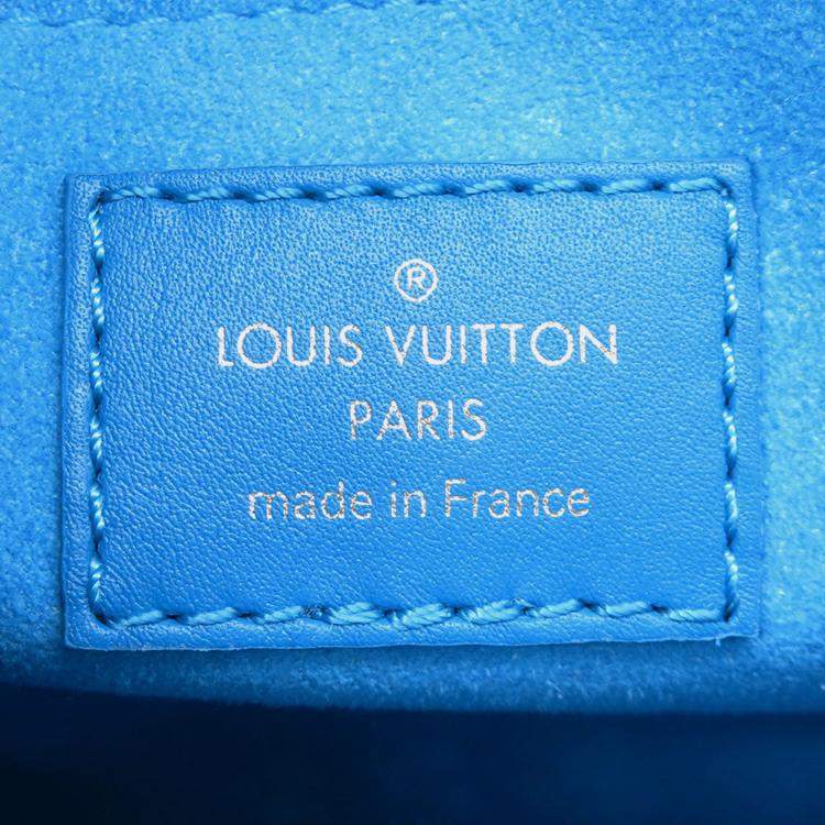 Pre Owned Louis Vuitton Nanogram Speedy Bandouliere Blue Monogram Calf Leather Size 20