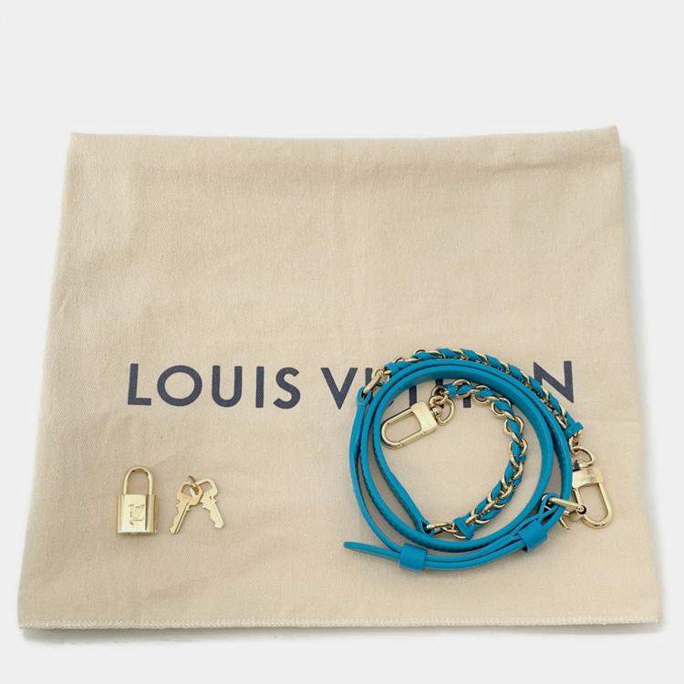 Pre Owned Louis Vuitton Nanogram Speedy Bandouliere Blue Monogram Calf Leather Size 20