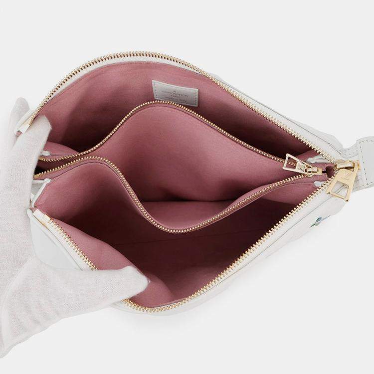 Pre Owned Louis Vuitton Coussin Blanc/Pink Monogram Lamb Leather Size Pm