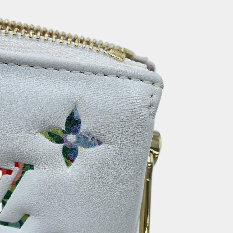 Pre Owned Louis Vuitton Coussin Blanc/Pink Monogram Lamb Leather Size Pm