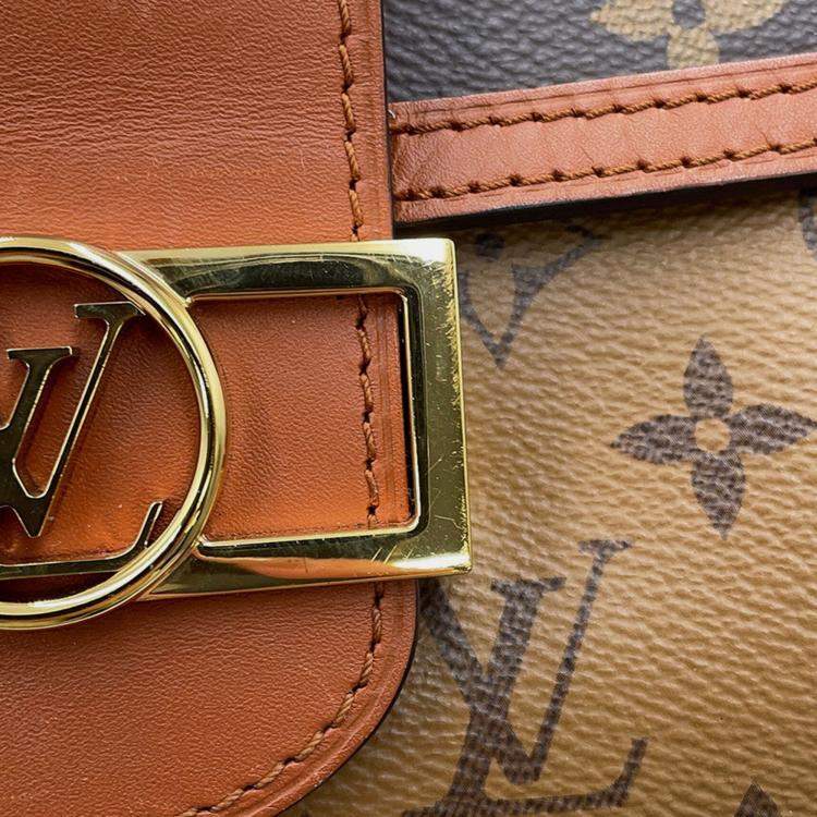 Pre Owned Louis Vuitton Dauphine Noir Monogram Monogram Reverse Canvas Size Mini