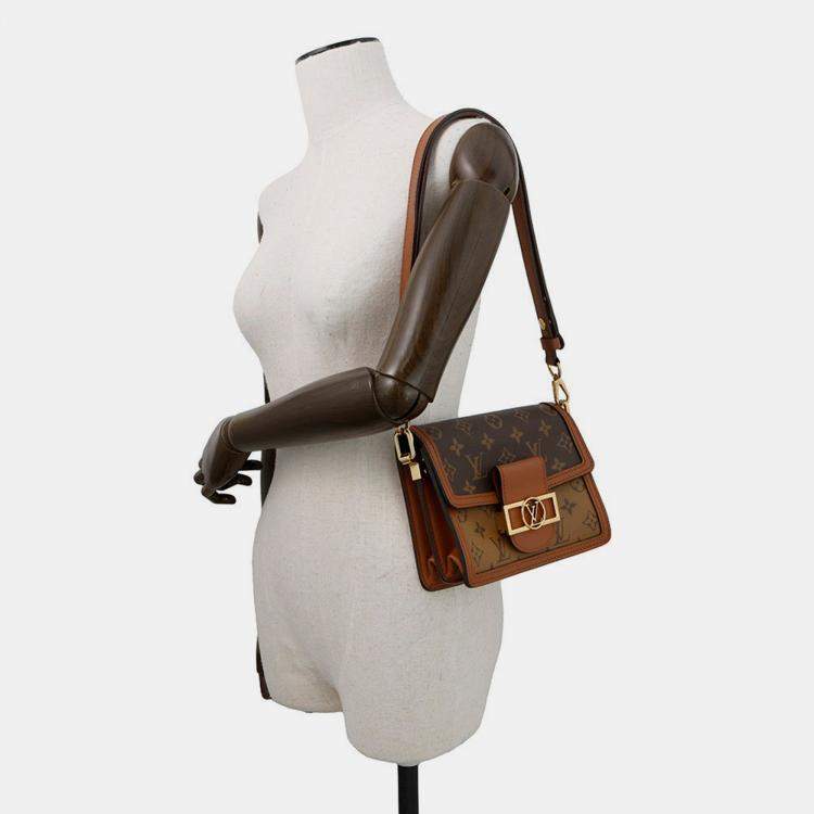 Pre Owned Louis Vuitton Dauphine Noir Monogram Monogram Reverse Canvas Size Mini