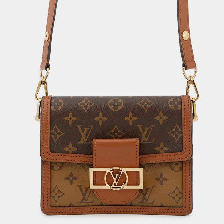 Pre Owned Louis Vuitton Dauphine Noir Monogram Monogram Reverse Canvas Size Mini