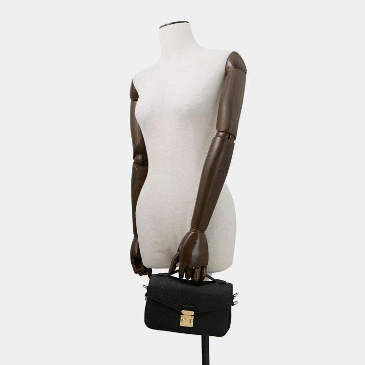 Pre Owned Louis Vuitton Pochette Metis Ew Noir Monogram Empreinte Leather