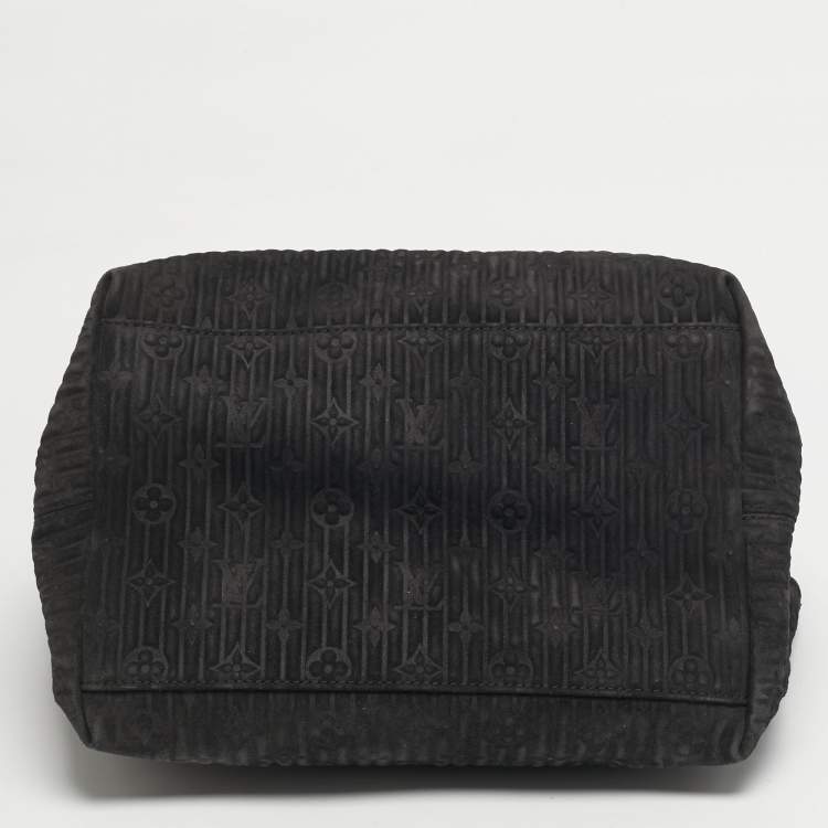 Pre Owned Louis Vuitton Whisper PM Black Monogram Kohl Suede Bag