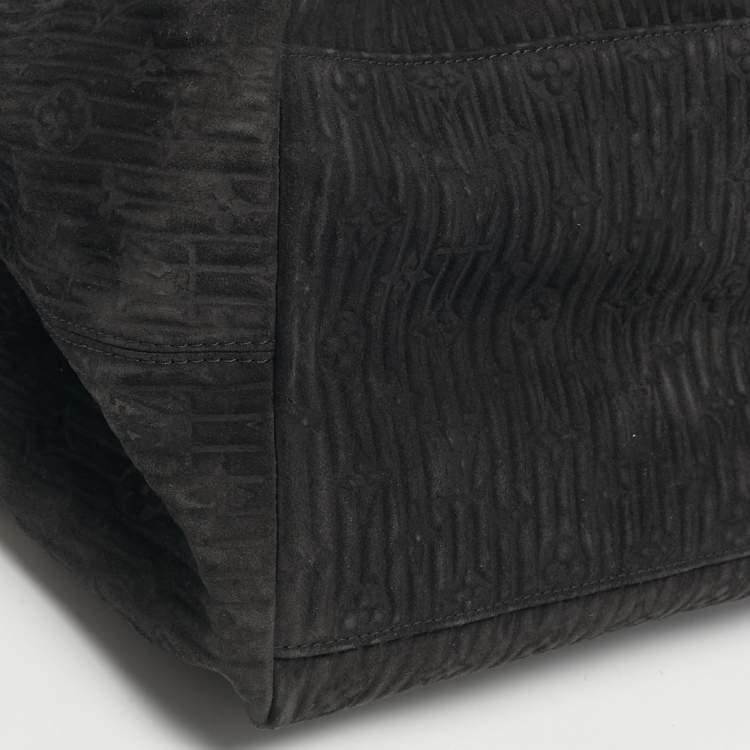 Pre Owned Louis Vuitton Whisper PM Black Monogram Kohl Suede Bag