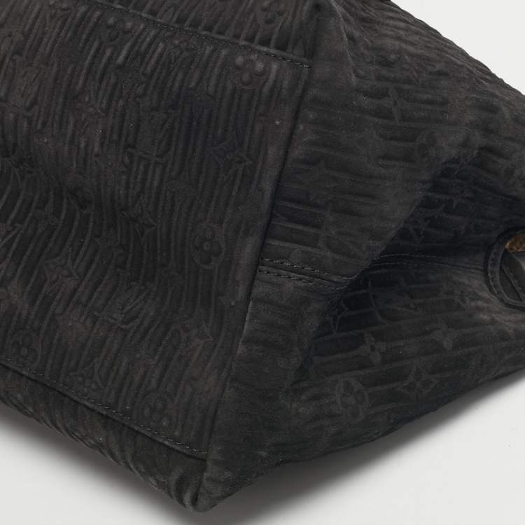 Pre Owned Louis Vuitton Whisper PM Black Monogram Kohl Suede Bag