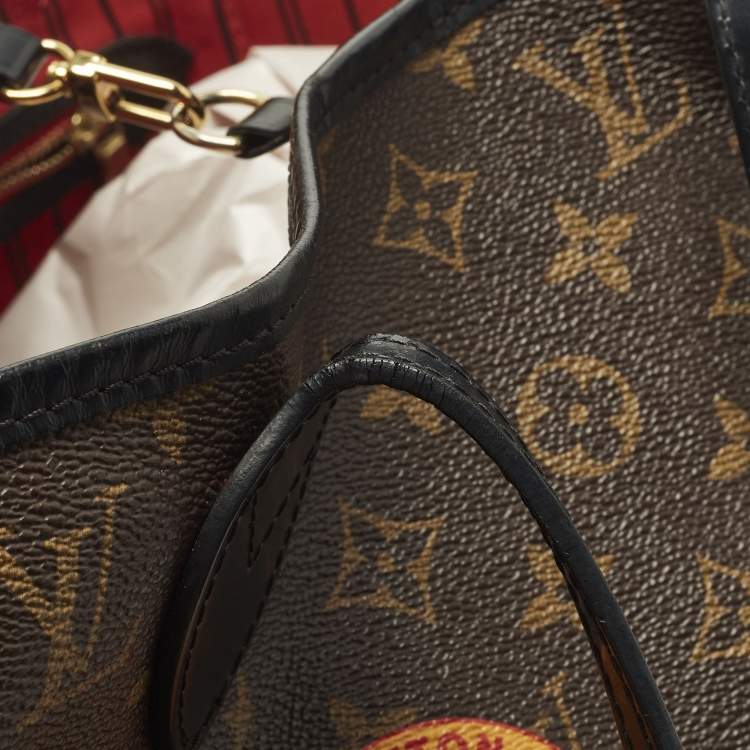 Pre Owned Louis Vuitton World Tour Neverfull MM NM Black Monogram Canvas Bag