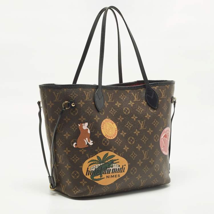 Pre Owned Louis Vuitton World Tour Neverfull MM NM Black Monogram Canvas Bag