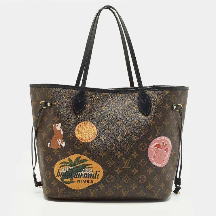 Pre Owned Louis Vuitton World Tour Neverfull MM NM Black Monogram Canvas Bag