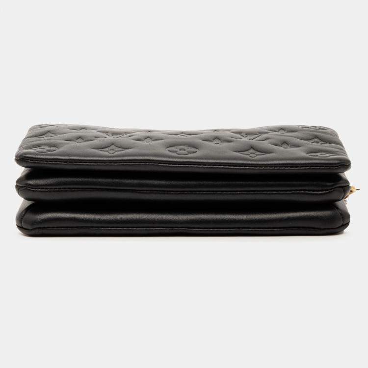 Pre Owned Louis Vuitton Black Monogram Embossed Pochette Coussin