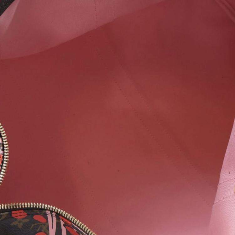 Pre Owned Louis Vuitton Brown Monogram Jungle Dots Keepall Bandouliere 50