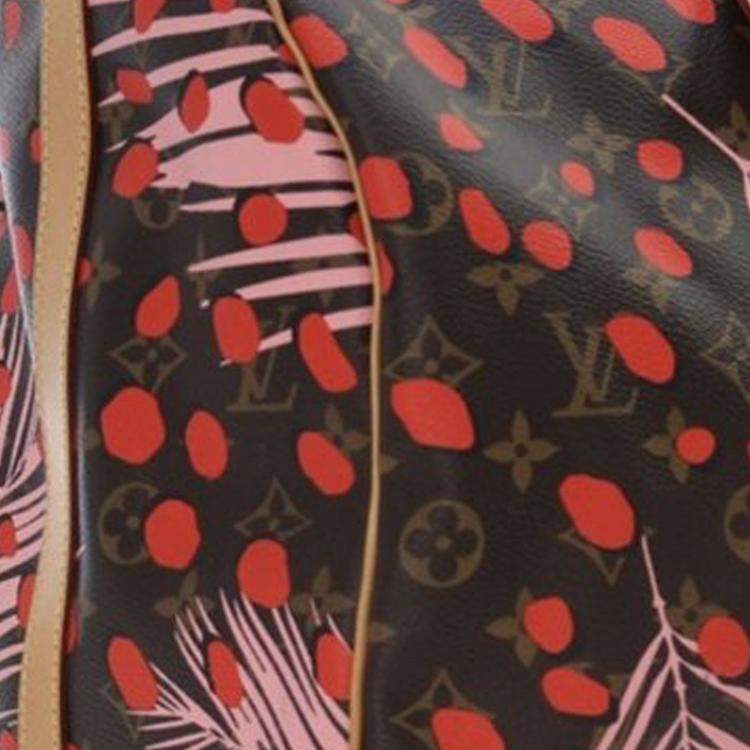 Pre Owned Louis Vuitton Brown Monogram Jungle Dots Keepall Bandouliere 50