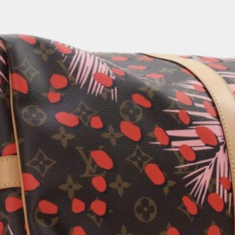 Pre Owned Louis Vuitton Brown Monogram Jungle Dots Keepall Bandouliere 50