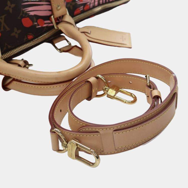 Pre Owned Louis Vuitton Brown Monogram Jungle Dots Keepall Bandouliere 50