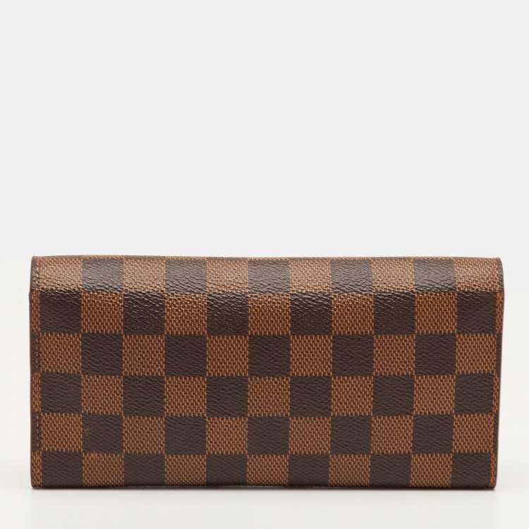 Pre Owned Louis Vuitton Emilie Damier Ebene Canvas Long Wallet