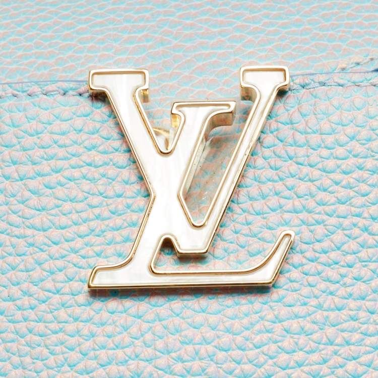 Pre Owned Louis Vuitton Capucines BB Blue Iridescent Taurillon Leather Top Handle Bag