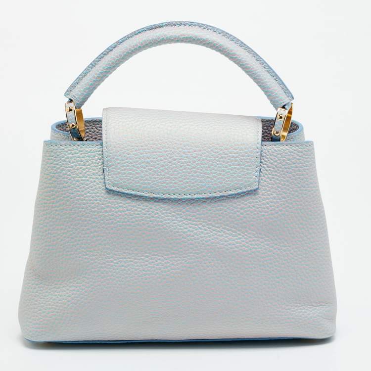 Pre Owned Louis Vuitton Capucines BB Blue Iridescent Taurillon Leather Top Handle Bag