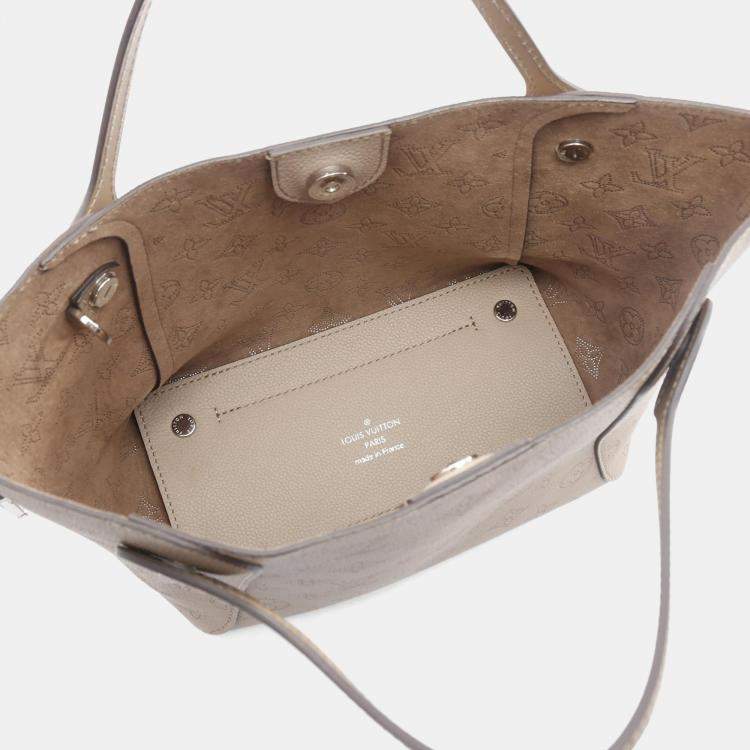 Pre Owned Louis Vuitton Hina PM Beige Mahina Leather Tote Bag