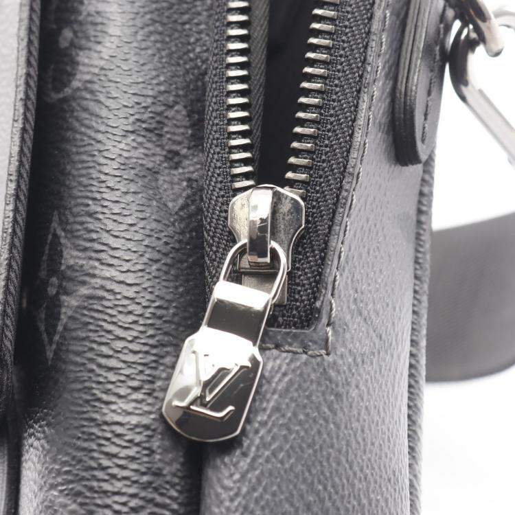 Pre Owned Louis Vuitton Double Phone Pouch Monogram Eclipse Reverse Canvas Shoulder Bag