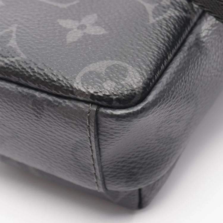 Pre Owned Louis Vuitton Double Phone Pouch Monogram Eclipse Reverse Canvas Shoulder Bag