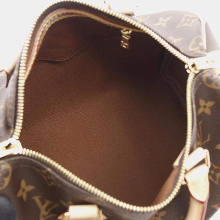 Pre Owned Louis Vuitton Speedy Bandouliere 25 Brown Monogram Canvas Leather Boston Bag