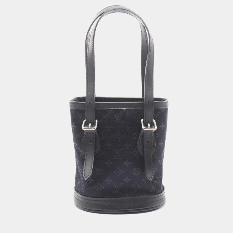 Pre Owned Louis Vuitton Bucket Black Monogram Satin Shoulder Bag