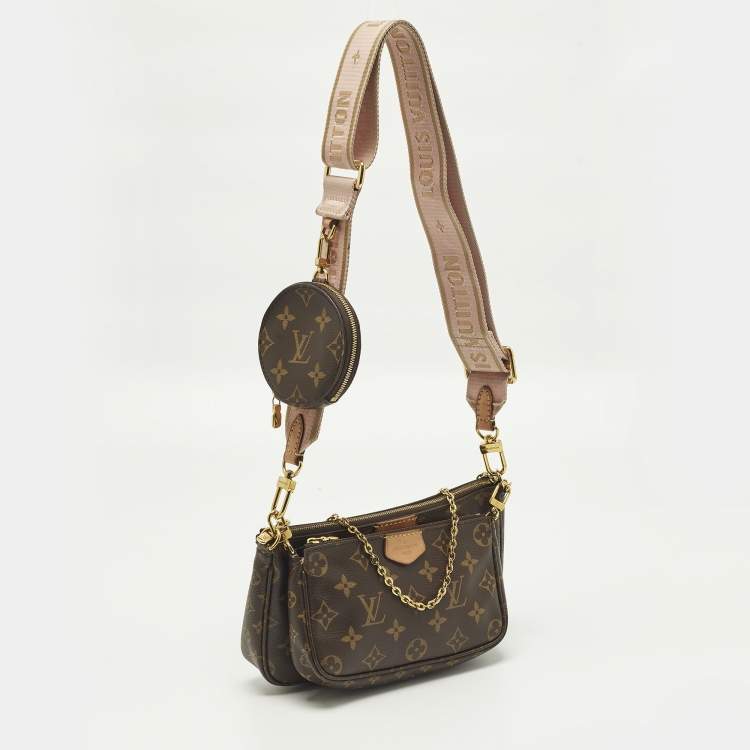 Pre Owned Louis Vuitton Rose Ballerine Monogram Canvas Multi Pochette Accessories Bag
