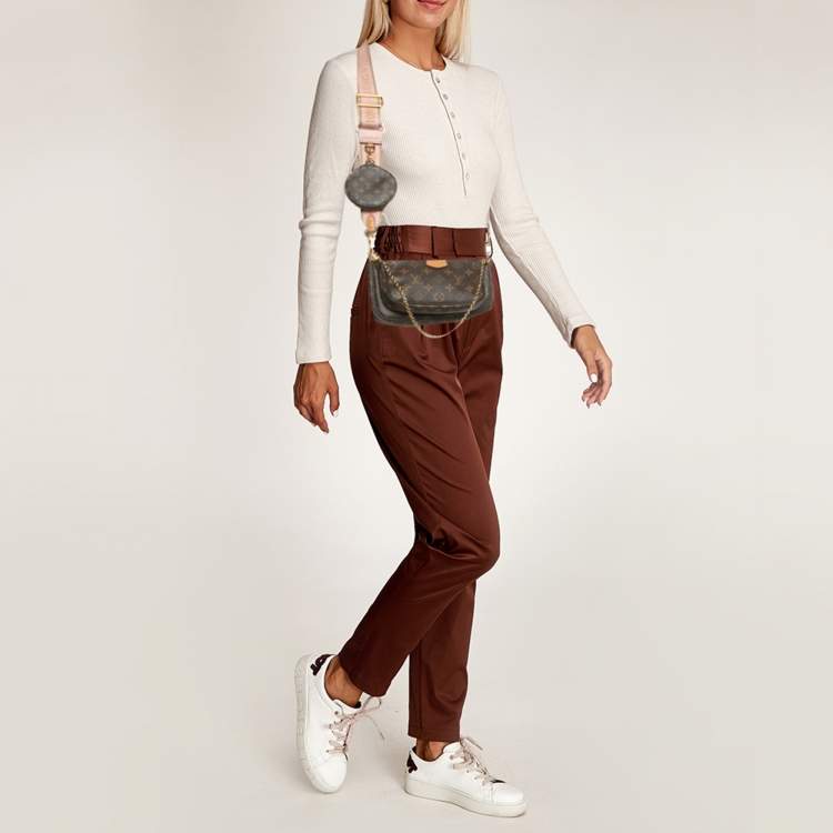 Pre Owned Louis Vuitton Rose Ballerine Monogram Canvas Multi Pochette Accessories Bag