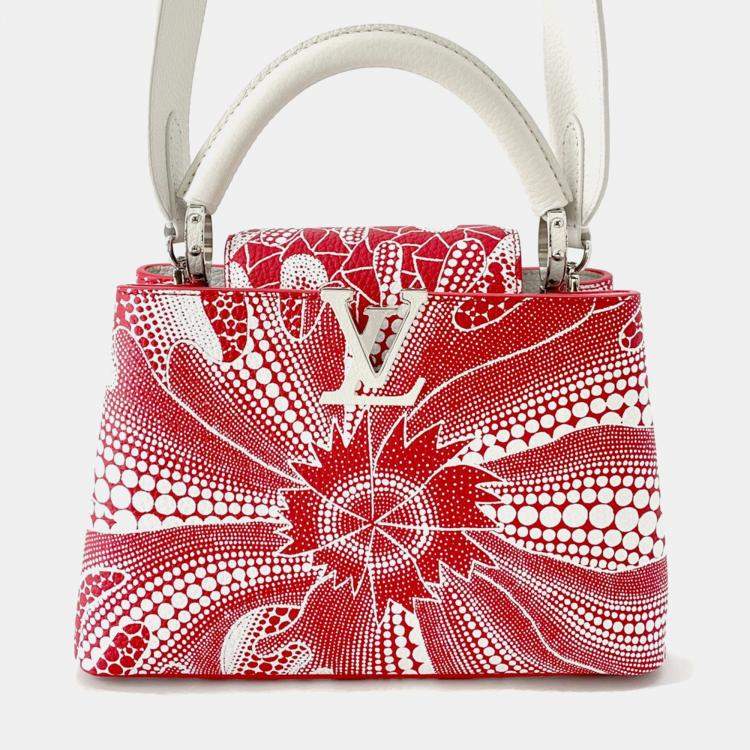 Pre Owned Louis Vuitton Lvxyk Psychedelic Flower Capucines Rouge/Blanc Taurillon Leather Size BB
