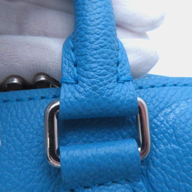 Pre Owned Louis Vuitton Lvxyk Speedy Bandouliere Blue/White Monogram Empreinte Leather Infinity Dot Size 20