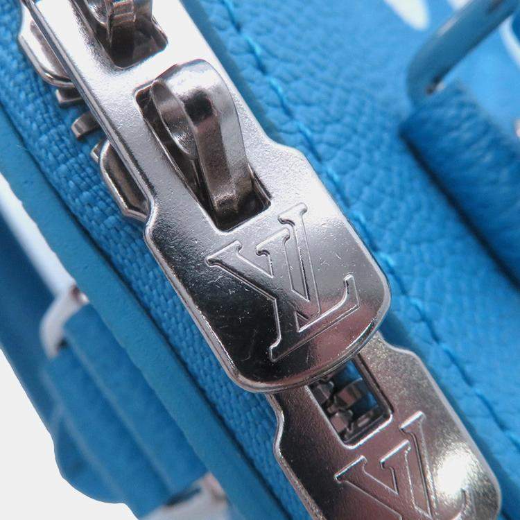 Pre Owned Louis Vuitton Lvxyk Speedy Bandouliere Blue/White Monogram Empreinte Leather Infinity Dot Size 20