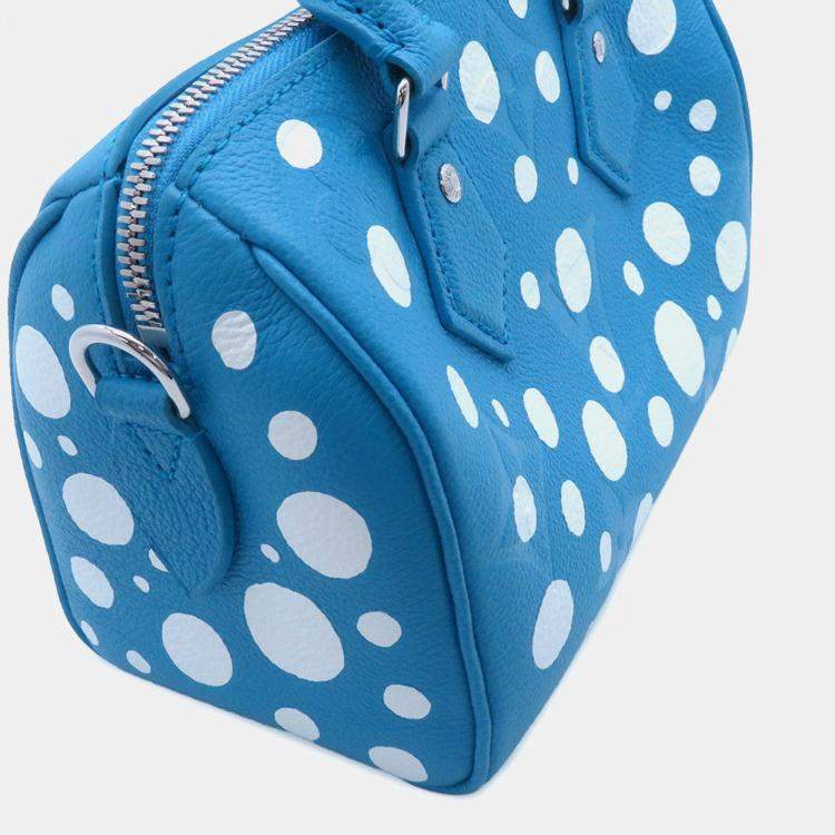 Pre Owned Louis Vuitton Lvxyk Speedy Bandouliere Blue/White Monogram Empreinte Leather Infinity Dot Size 20