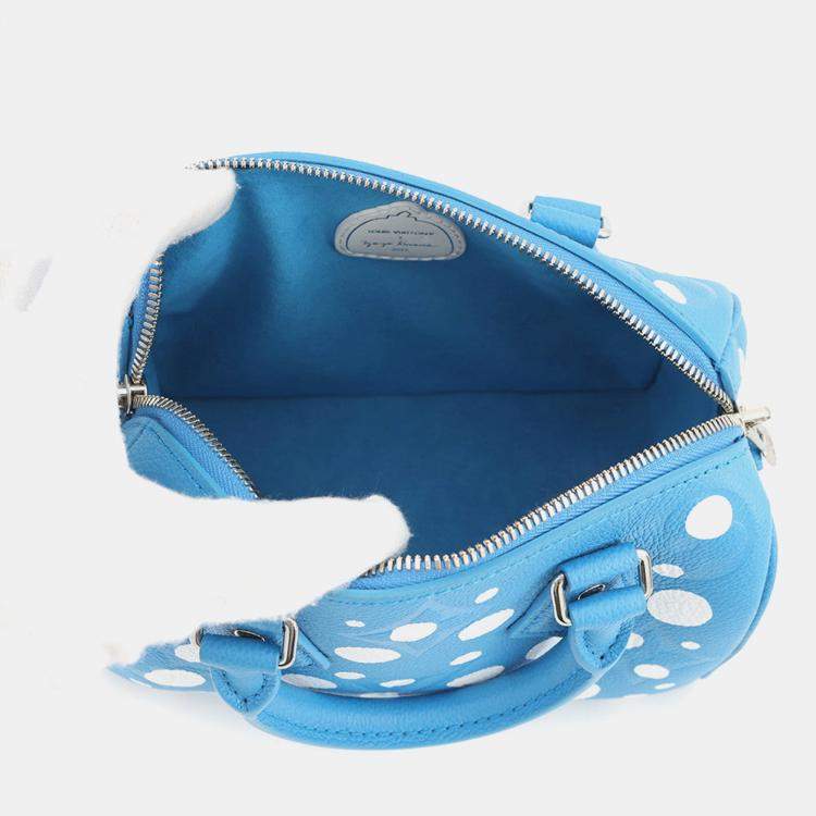 Pre Owned Louis Vuitton Lvxyk Speedy Bandouliere Blue/White Monogram Empreinte Leather Infinity Dot Size 20