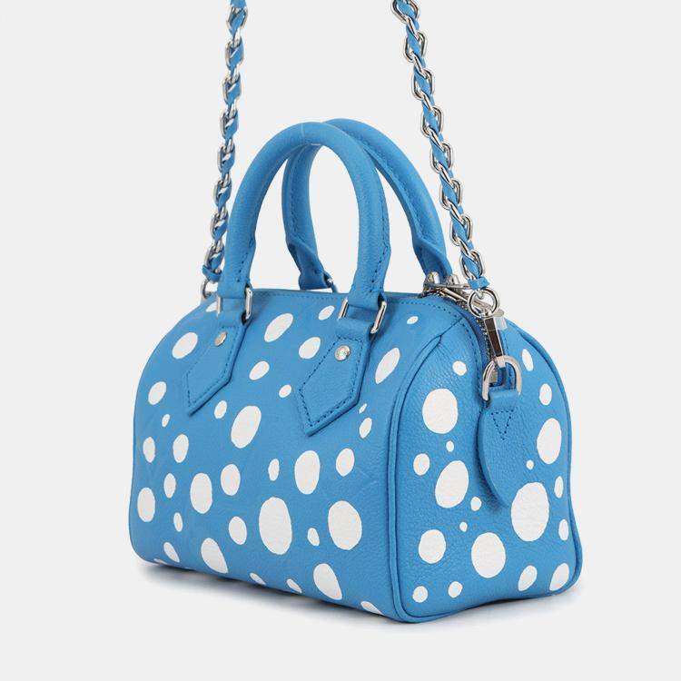 Pre Owned Louis Vuitton Lvxyk Speedy Bandouliere Blue/White Monogram Empreinte Leather Infinity Dot Size 20