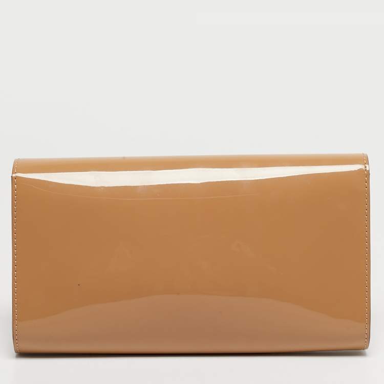 Pre Owned Louis Vuitton Louise Beige Patent Leather Clutch
