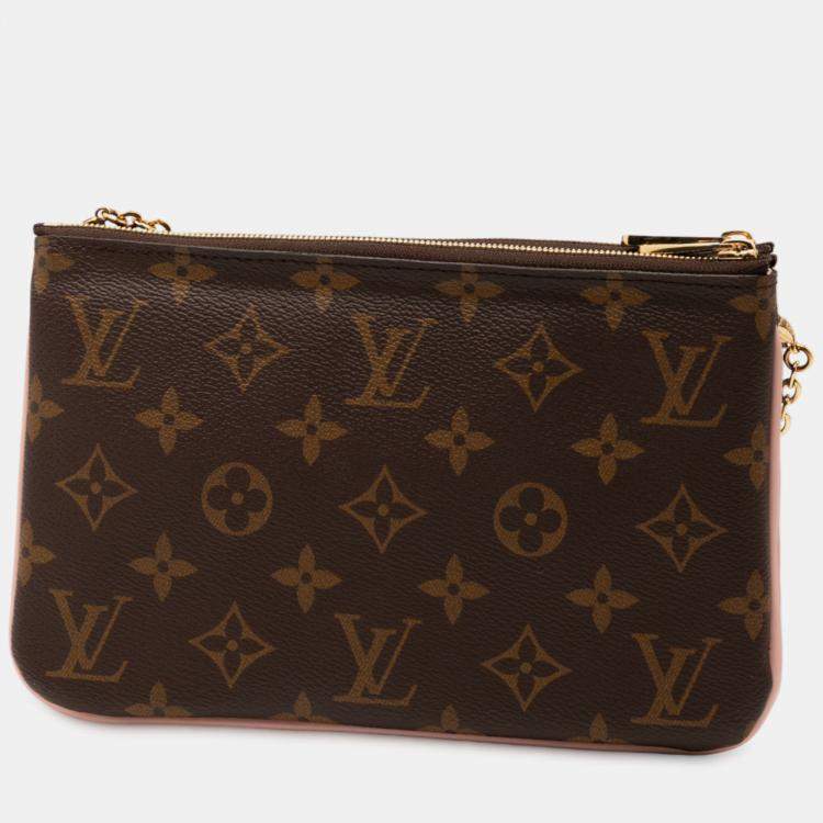 Pre Owned Louis Vuitton Brown Monogram Blooming Flowers Double Zip Pochette