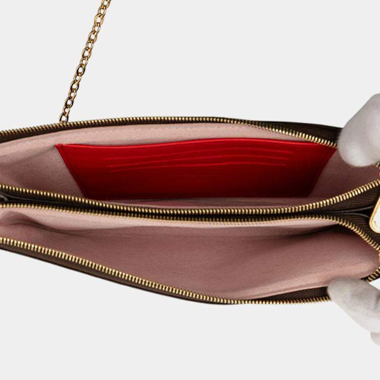 Pre Owned Louis Vuitton Brown Monogram Blooming Flowers Double Zip Pochette