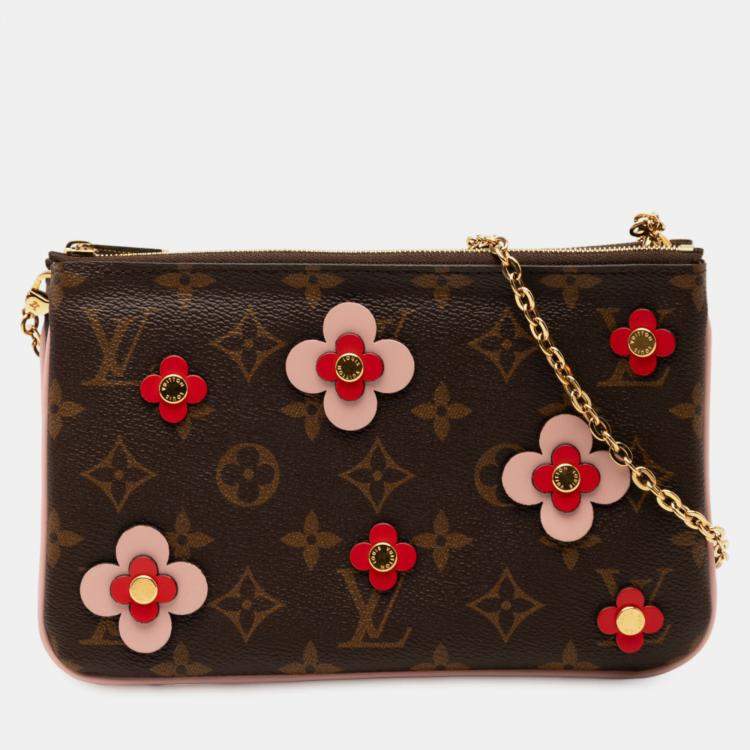Pre Owned Louis Vuitton Brown Monogram Blooming Flowers Double Zip Pochette