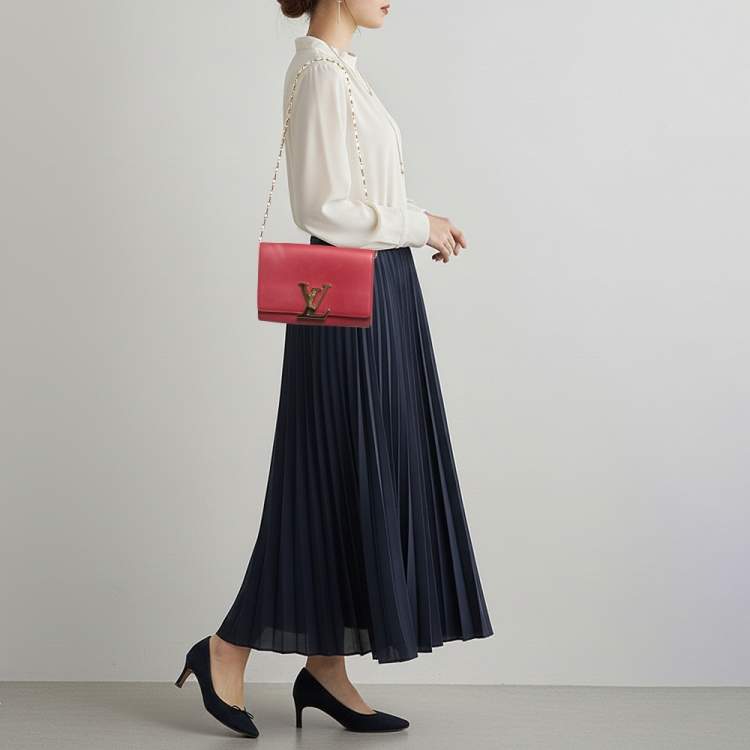 Pre Owned Louis Vuitton Chain Louise GM Hibiscus Leather Bag