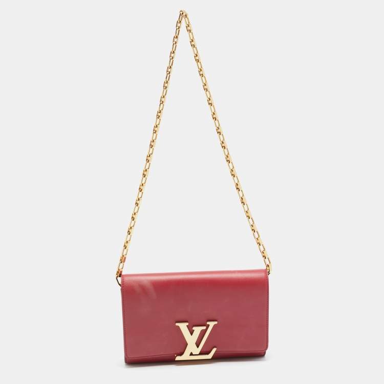 Pre Owned Louis Vuitton Chain Louise GM Hibiscus Leather Bag