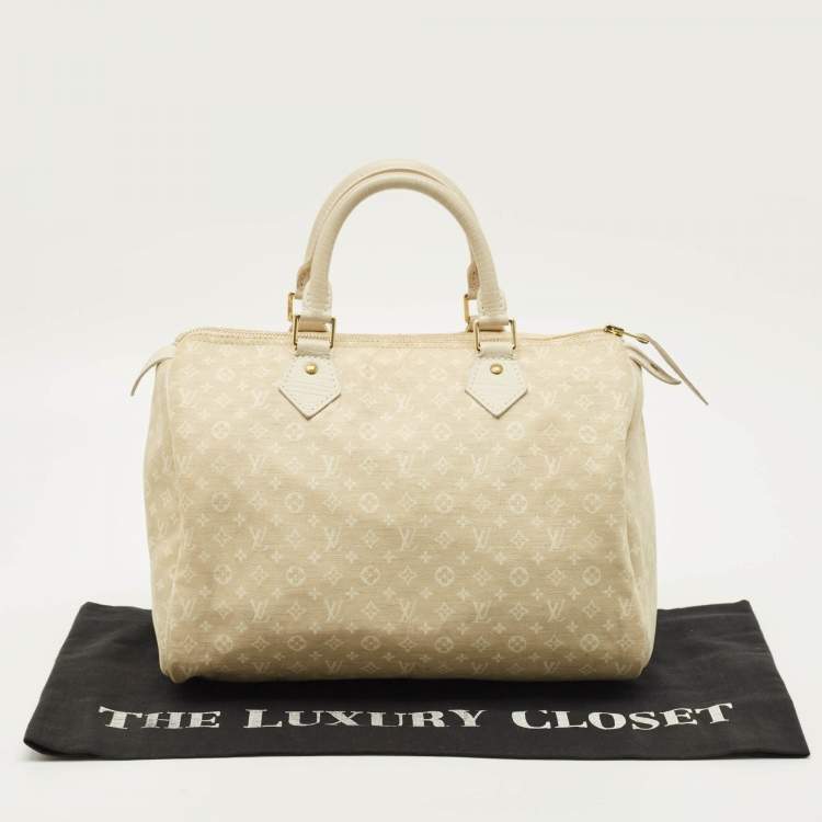 Pre Owned Louis Vuitton Speedy 30 Dune Monogram Mini Lin Canvas Bag