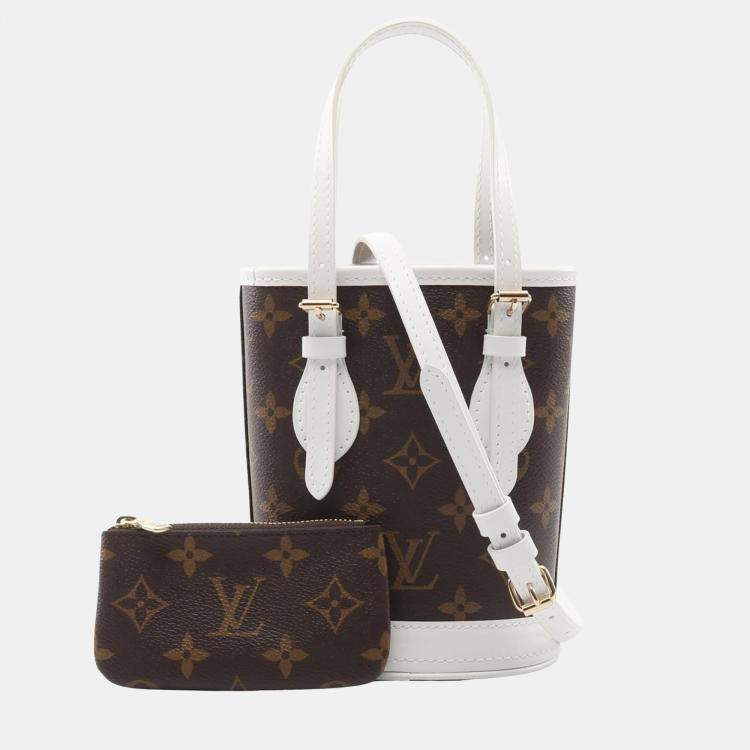 Pre Owned Louis Vuitton Monogram Nano Brown White Leather Shoulder Bag