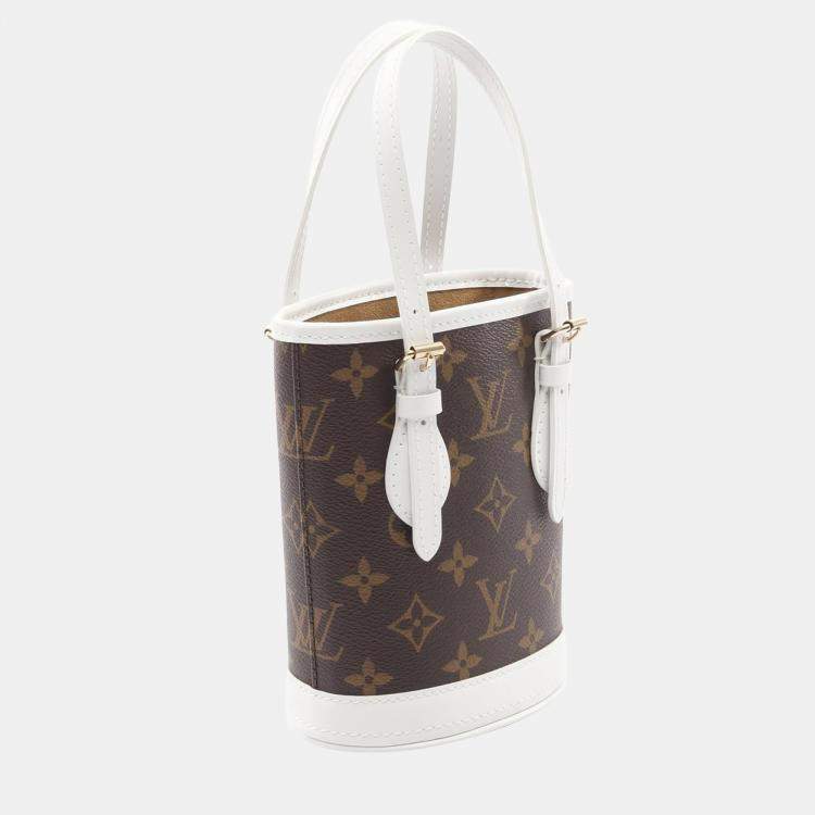 Pre Owned Louis Vuitton Monogram Nano Brown White Leather Shoulder Bag