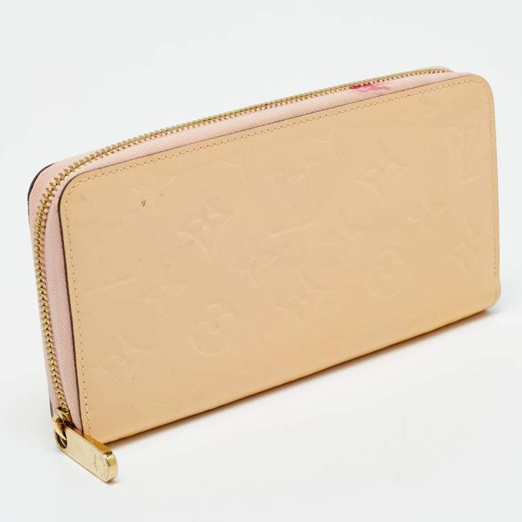 Pre Owned Louis Vuitton Rose Angelique Monogram Vernis Zippy Wallet