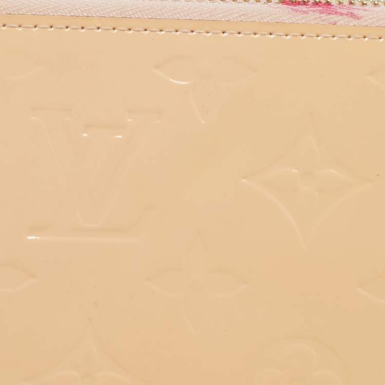 Pre Owned Louis Vuitton Rose Angelique Monogram Vernis Zippy Wallet